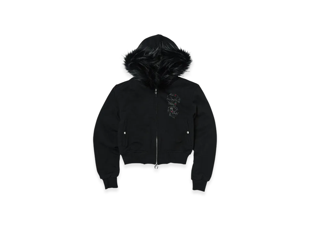 THUG CLUB TC Angels Crystal Embellished Hooded Zip-Up "Black"