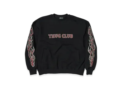 THUG CLUB Leather Flame Sweatshirt "Black"