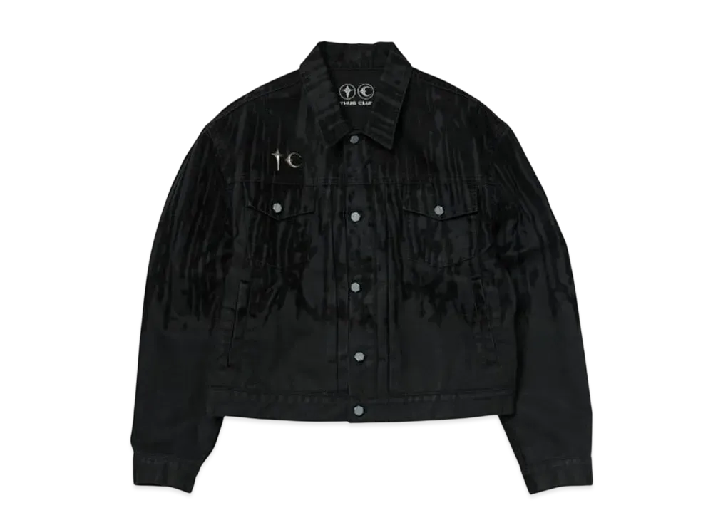 THUG CLUB Blood Lazered Denim Jacket "Black"