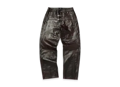 THUG CLUB Red Washed Bio Soldier Leather Pants "Black"