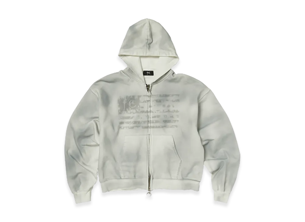 THUG CLUB Dirty Washed Old Glory Zip-Up Hoodie "White"