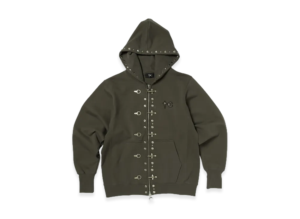 THUG CLUB TC Studded Line Zip-Up Hoodie "Khaki"