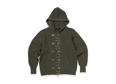 THUG CLUB TC Studded Line Zip-Up Hoodie "Khaki"
