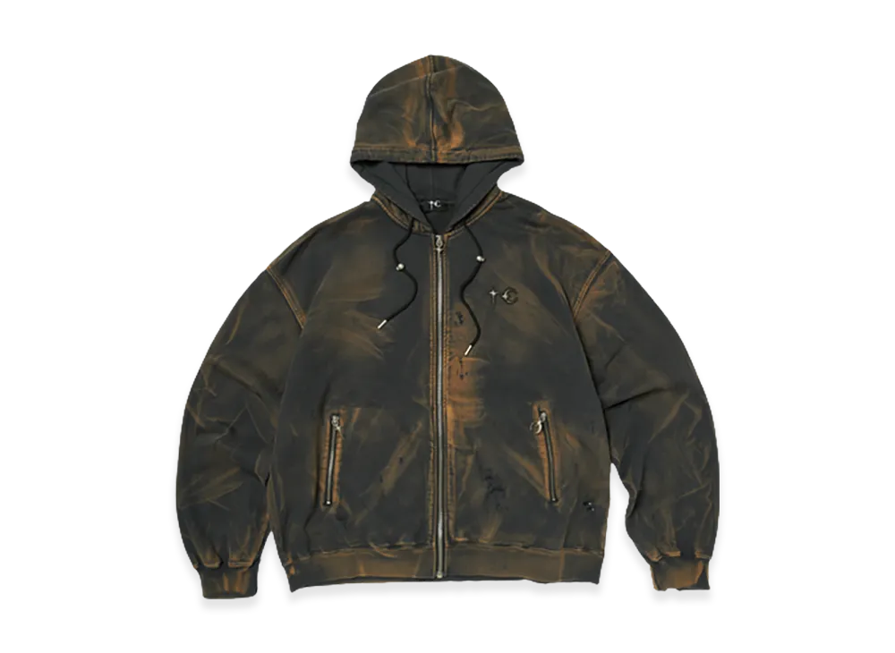 THUG CLUB TC Two Tone Washed Zip-Up Hoodie "Rust Black"