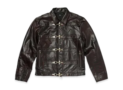 THUG CLUB Red Washed Bio Soldier Leather Jacket "Black"