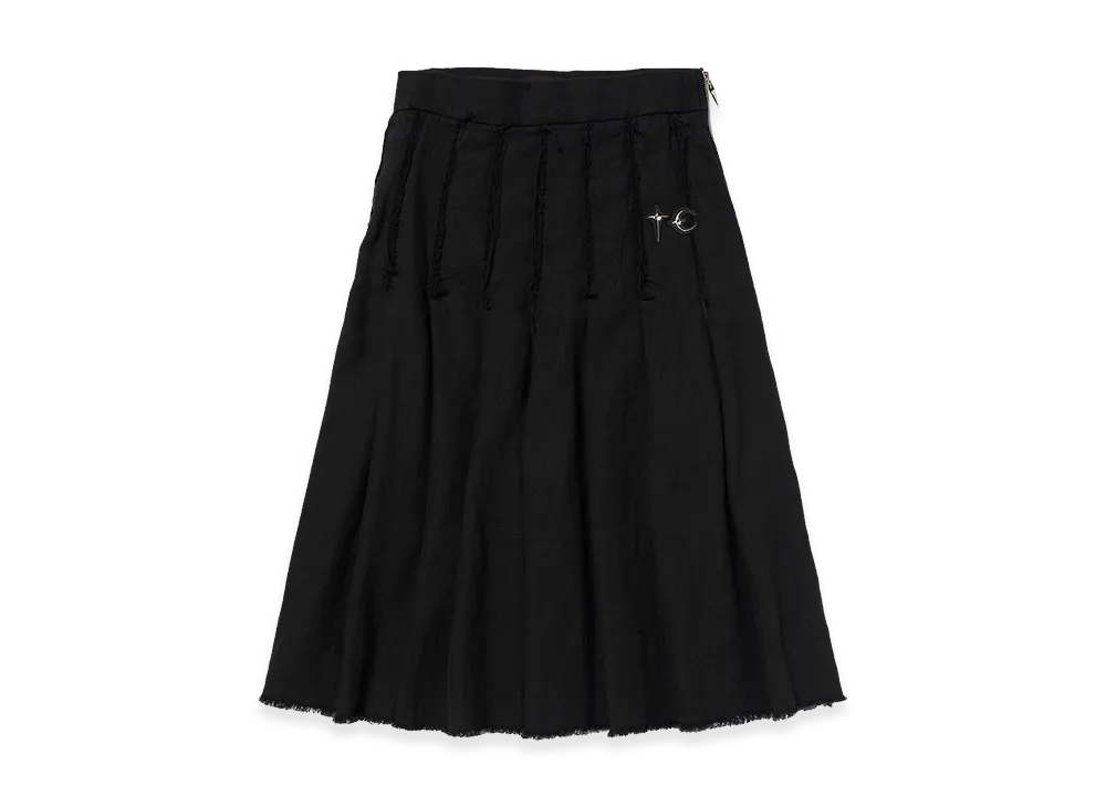 THUG CLUB TC Linen Cutout Pleated Skirt "Black"