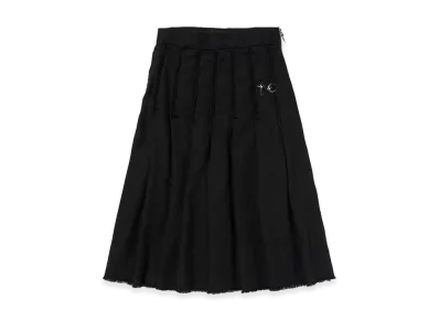THUG CLUB TC Linen Cutout Pleated Skirt "Black"
