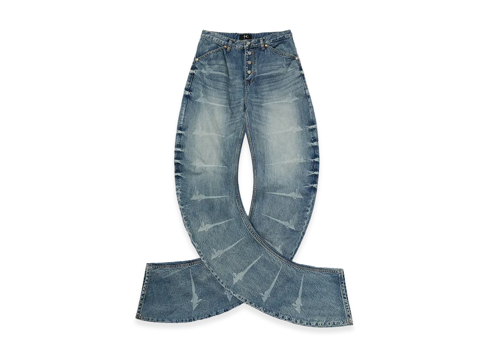 THUG CLUB TC Laser Washed Parkour Denim Pants "Black"