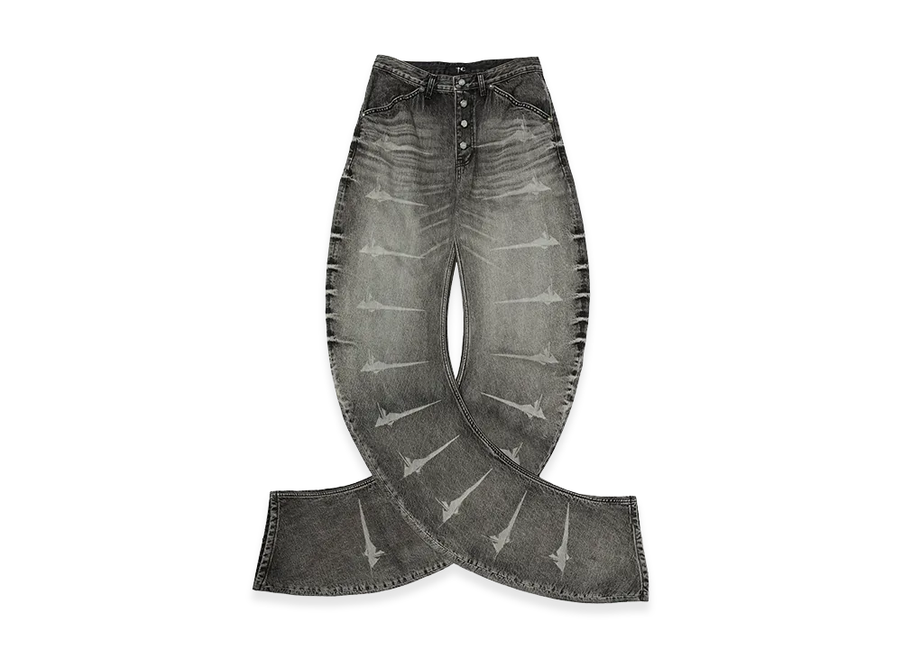 THUG CLUB TC Laser Washed Parkour Denim Pants "Blue"