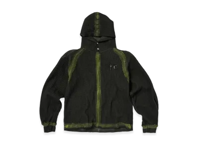 THUG CLUB Bulk Shoulder Painted Line Waffle Hoodie "Black/Yellow"