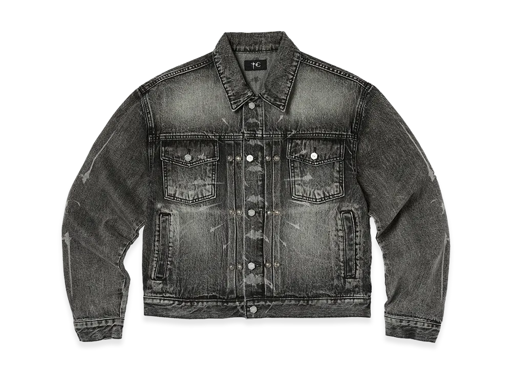 THUG CLUB TC Spine Laser Denim Jacket "Black"