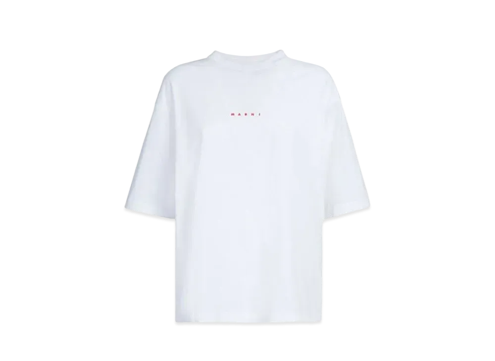 Marni Bio Cotton T-Shirt with Logo "Lilywhite"