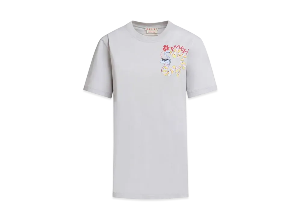 Marni Women's Cotton T-Shirt with Snake Print "Sodium"