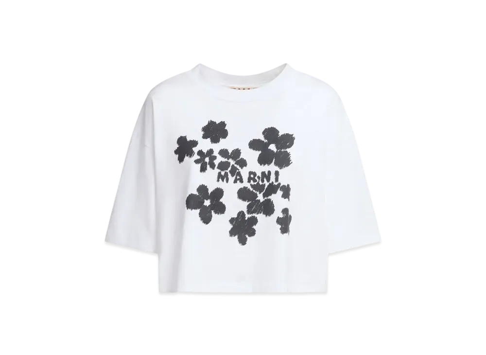 Marni Women's Daisy Garden Print Jersey Cotton T-Shirt "Ivory"