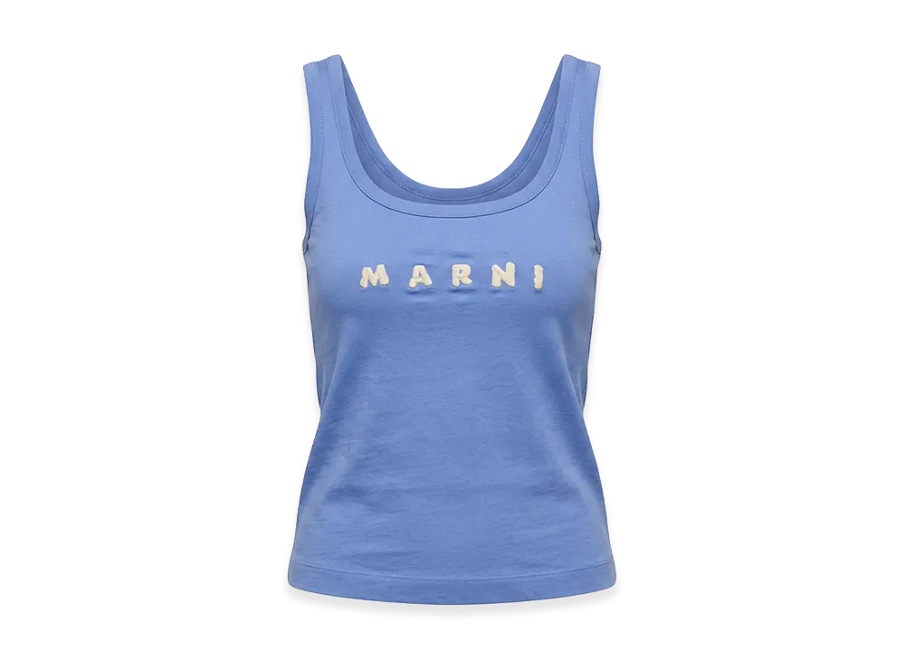 MARNI Women's Scribble Logo Tank Top "Bluelilac"