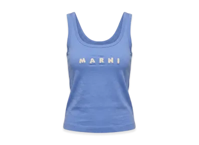 MARNI Women's Scribble Logo Tank Top "Bluelilac"