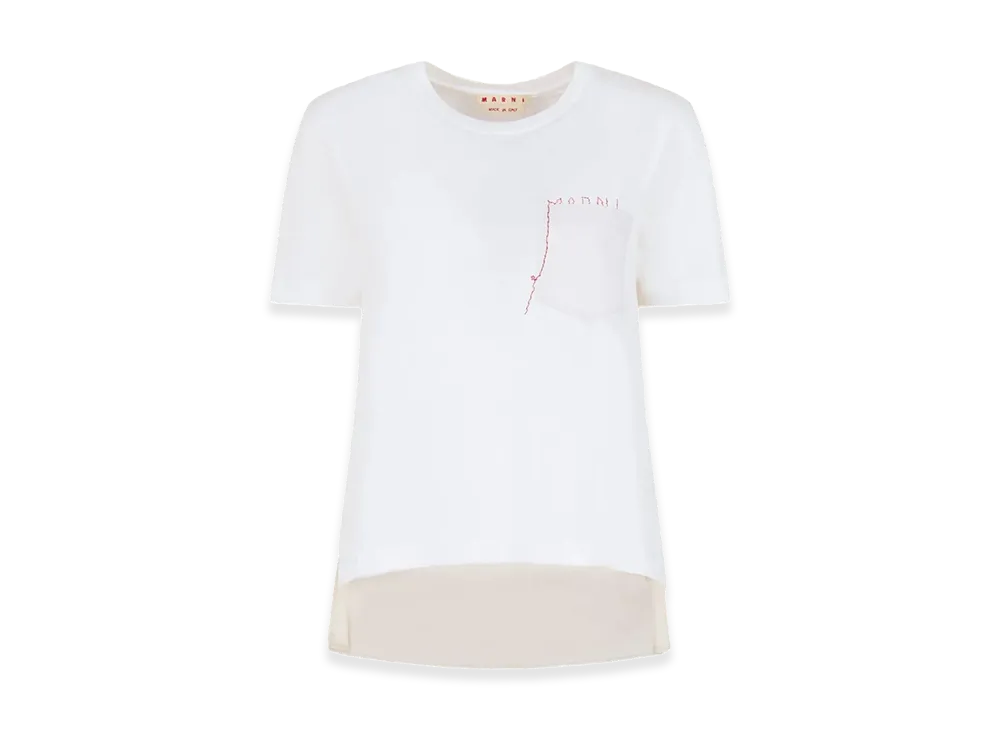 MARNI Women's Cotton T-Shirt with Embroidered MARNI Logo "White"