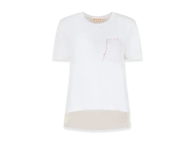 MARNI Women's Cotton T-Shirt with Embroidered MARNI Logo "White"