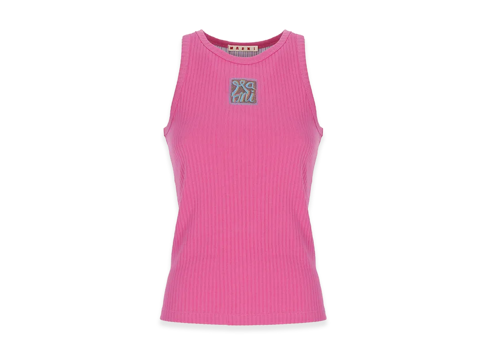 MARNI Women's Logo Patch Tank Top "Fuchsia"