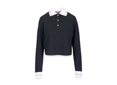 MARNI Women's Long-Sleeved Cotton Pique Polo Shirt "Blue"