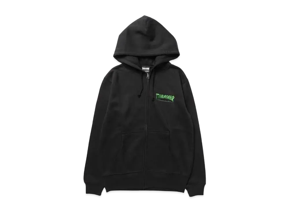THRASHER Hometown Emb Zip Hoodie Sweat Parka "Black/Green"