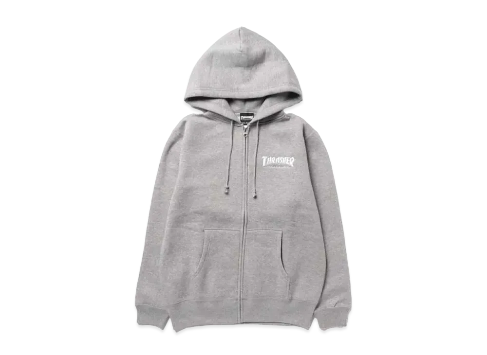THRASHER Hometown Emb Zip Hoodie Sweat Parka "Heather Grey"