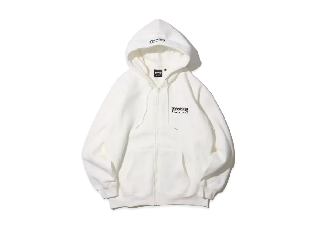 THRASHER Fleece-Lined One-Point Embroidery Zip-Up Hoodie