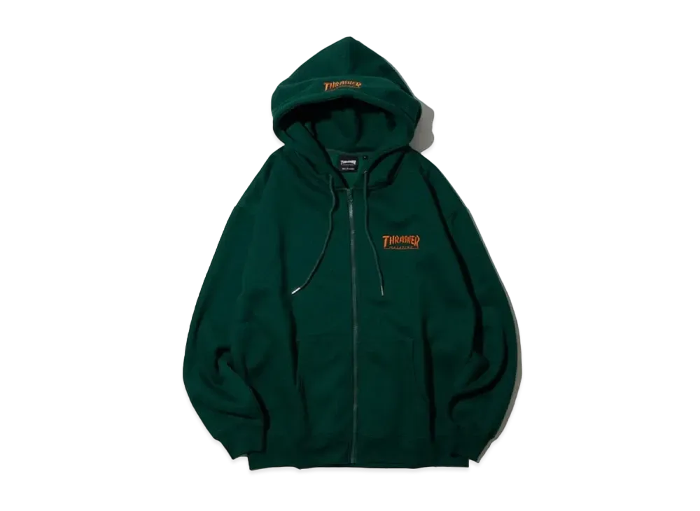 THRASHER Fleece-Lined One-Point Embroidery Zip-Up Hoodie