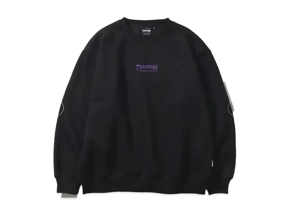THRASHER Brushed Lining Back Print & Embroidery Logo Crew Neck Sweatshirt