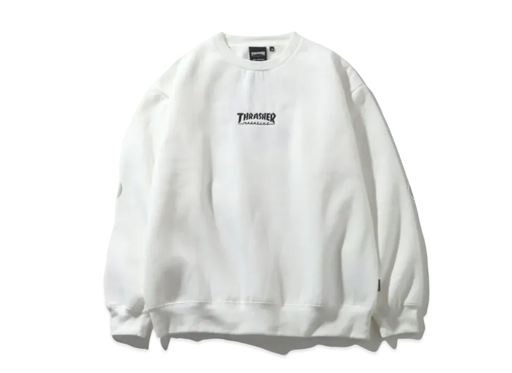 THRASHER Brushed Lining Back Print & Embroidery Logo Crew Neck Sweatshirt