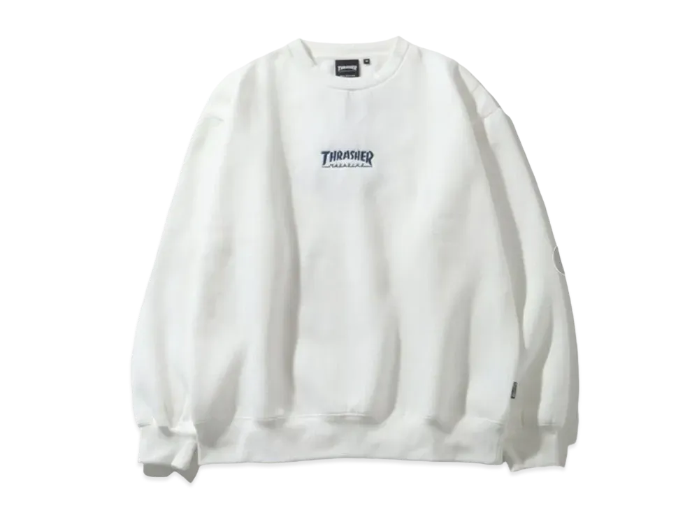 THRASHER Brushed Lining Back Print & Embroidery Logo Crew Neck Sweatshirt