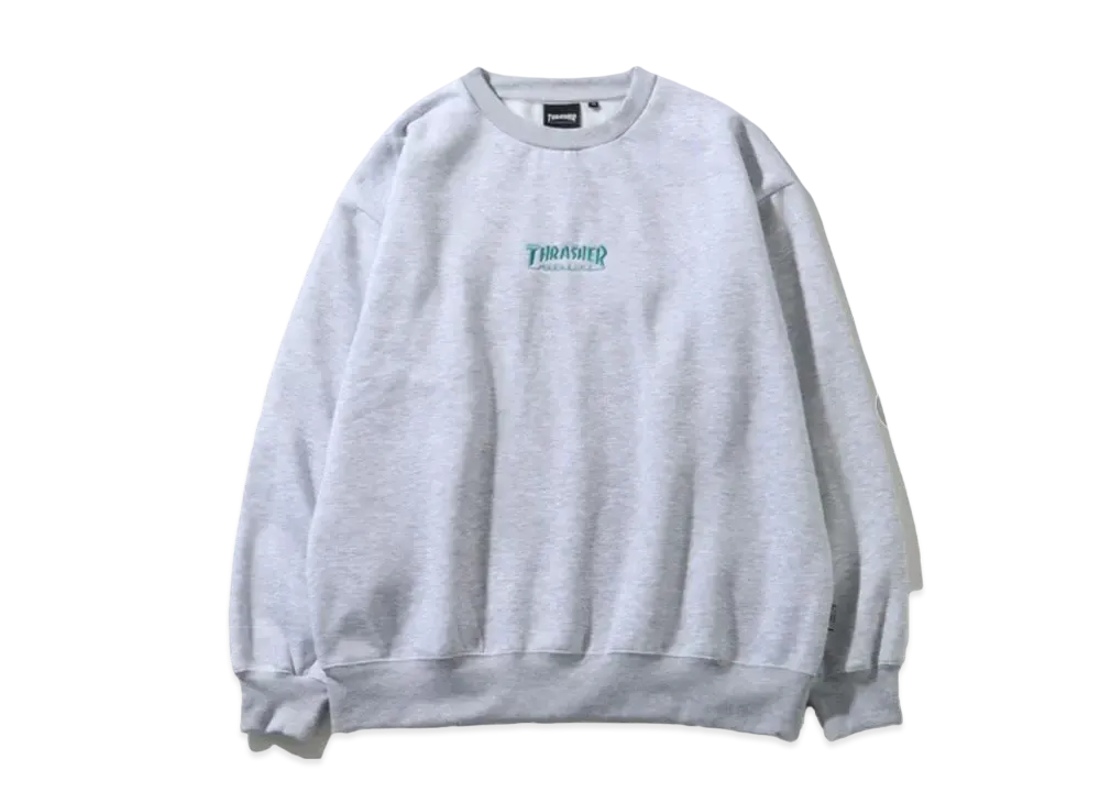 THRASHER Brushed Lining Back Print & Embroidery Logo Crew Neck Sweatshirt