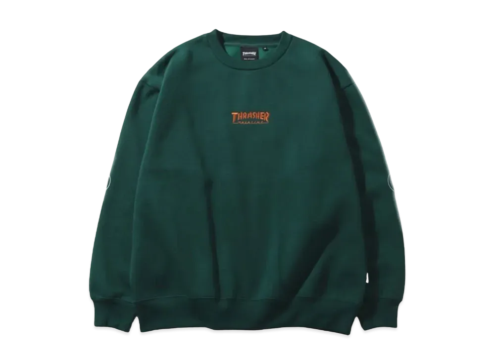 THRASHER Brushed Lining Back Print & Embroidery Logo Crew Neck Sweatshirt