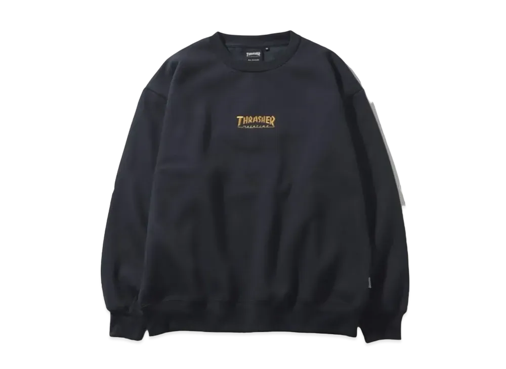THRASHER Brushed Lining Back Print & Embroidery Logo Crew Neck Sweatshirt