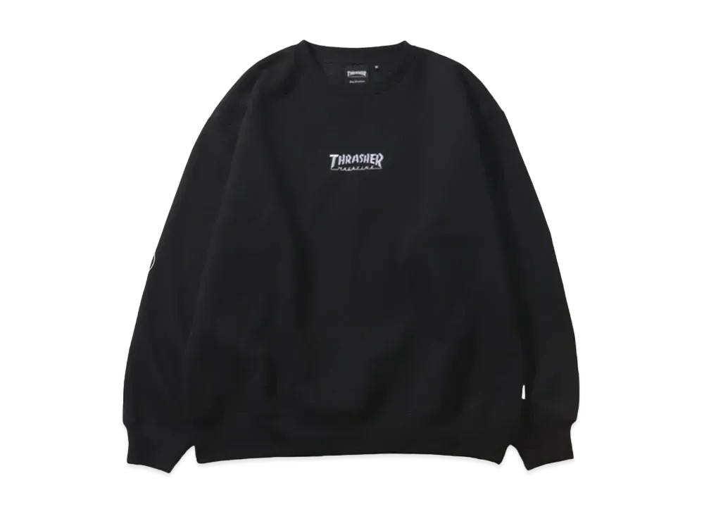 THRASHER Brushed Lining Back Print & Embroidery Logo Crew Neck Sweatshirt