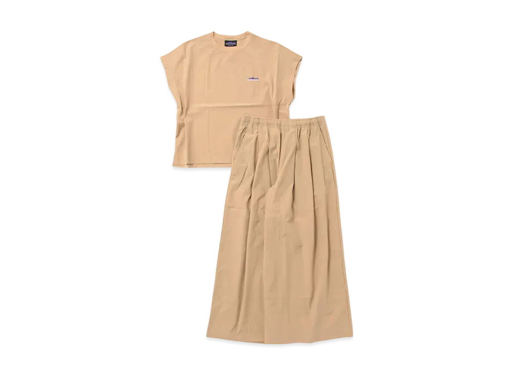 THOUSAND MILE French Sleeve Shirt & Wide Pants Set "Beige"
