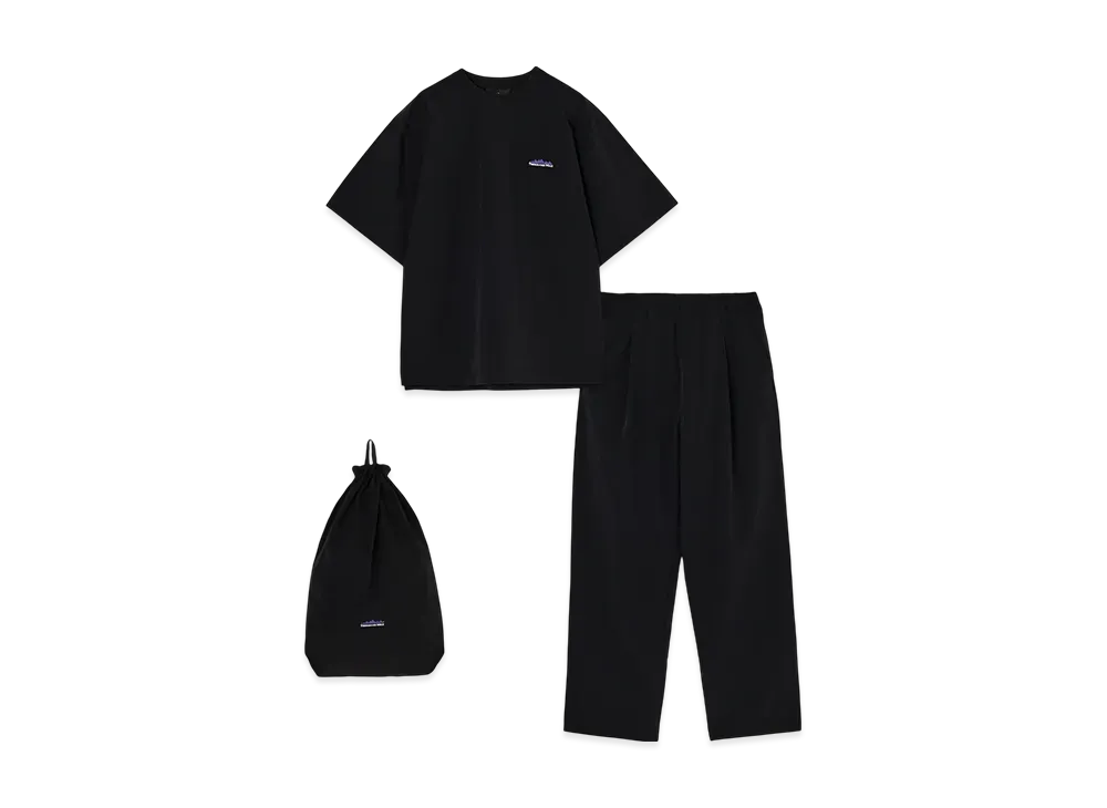THOUSAND MILE Short Sleeve T-Shirt & Long Pants Set "Black"