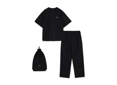 THOUSAND MILE Short Sleeve T-Shirt & Long Pants Set "Black"