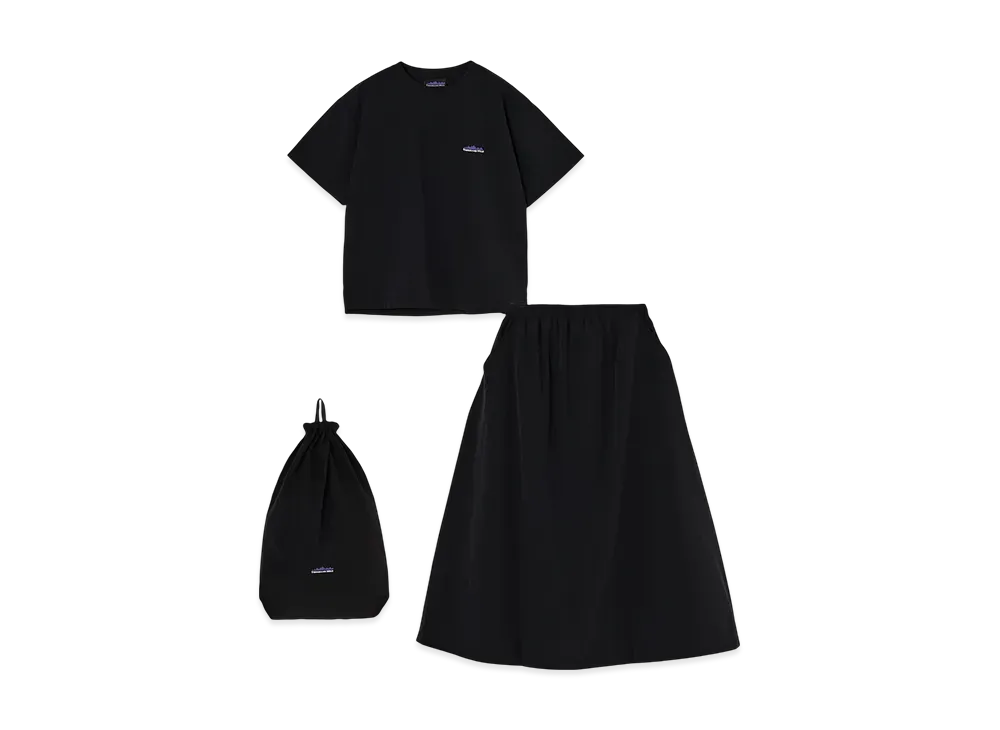 THOUSAND MILE Short Sleeve T-Shirt & Skirt Set "Black"