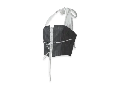 THEREDTHREAD S Lace Up Halter Tops "Gray"