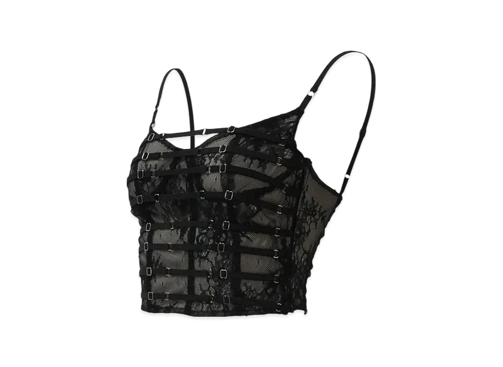 THEREDTHREAD S Flower Taped Camisole "Black"