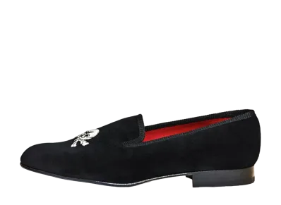 Tricker’s Churchill Velvet Silver Skull "Black" Half Rubber Sole