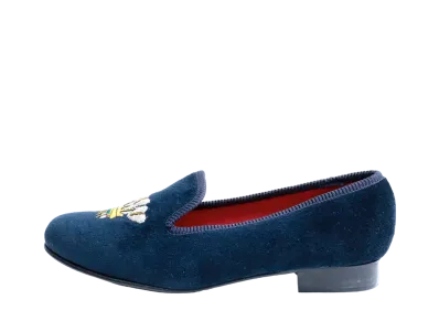 Tricker’s Women's Victoria Velvet Feather "Navy" Half Rubber Sole