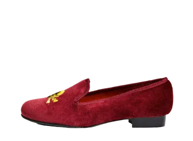 Tricker’s Women's Victoria Velvet Skull "Burgundy" Half Rubber Sole
