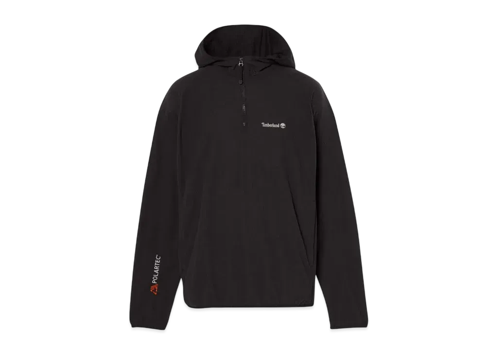 Timberland Men's Polartec Power Grid Fleece Fabric Hooded Quarter Zip "Black"