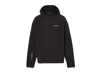 Timberland Men's Polartec Power Grid Fleece Fabric Hooded Quarter Zip "Black"