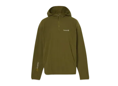 Timberland Men's Polartec Power Grid Fleece Fabric Hooded Quarter Zip "Dark Olive"