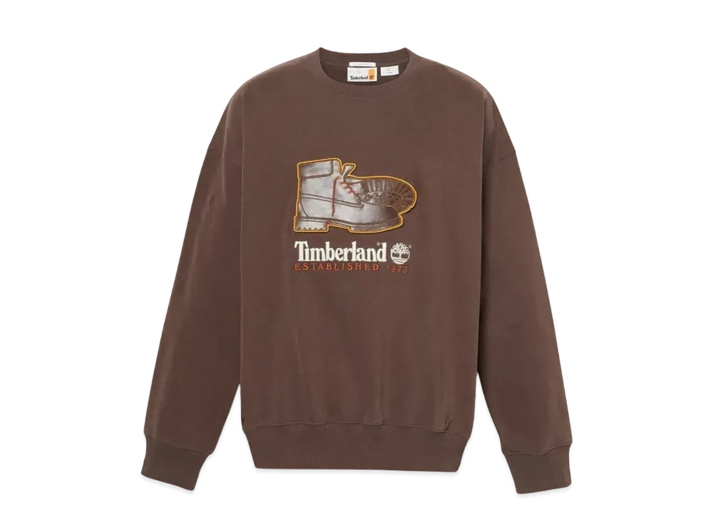 Timberland Allgender Box Fit Badge Crew Neck Sweatshirt "Dark Brown"