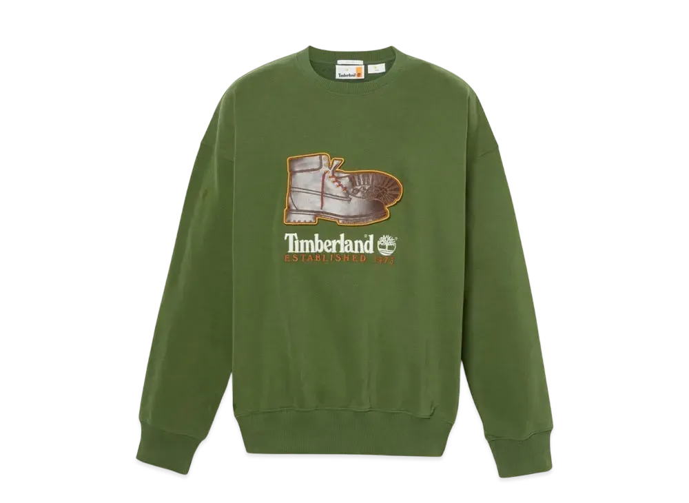 Timberland Allgender Box Fit Badge Crew Neck Sweatshirt "Green"