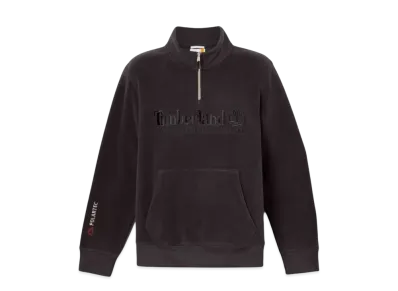 Timberland Men's Quarter Zip Polartec Liner Logo Sweatshirt "Black"